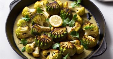 Grilled Romanesco Cauliflower with Lemon Butter