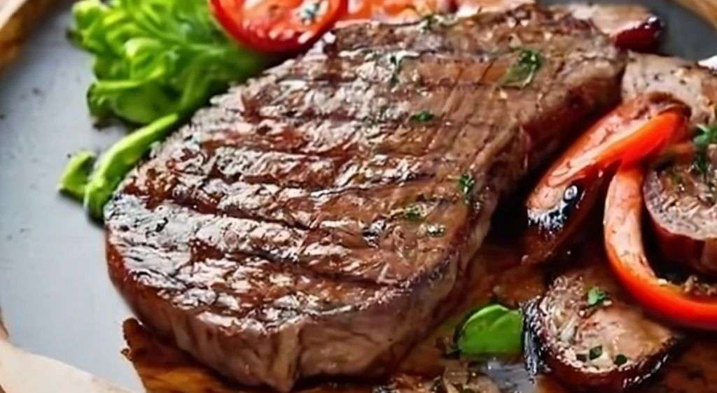 Grilled Round Steak on a Dinner Plate